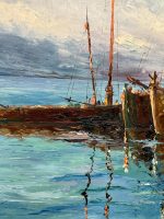 Majestātiska un Monumentāla 1931. Gada Marīnas Oriģinālglezna (large framed maritime oil painting) — Marīnas un postimpresionisma žanrā, (5567) - Image 12
