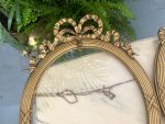 Zelta krāsas ovāli antīki koka rāmji ar bantes dekoru un stiklu — Pieejami 2gab. (antique french oval gilt wood frames) (4882) - Image 7