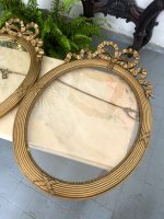 Zelta krāsas ovāli antīki koka rāmji ar bantes dekoru un stiklu — Pieejami 2gab. (antique french oval gilt wood frames) (4882) - Image 2