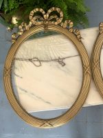 Zelta krāsas ovāli antīki koka rāmji ar bantes dekoru un stiklu — Pieejami 2gab. (antique french oval gilt wood frames) (4882) - Image 4