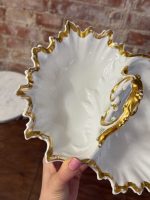 divdaļīgs porcelāna trauks, balts ar zelta detalizāciju (6243) - Image 7