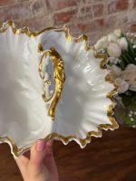 divdaļīgs porcelāna trauks, balts ar zelta detalizāciju (6243) - Image 6