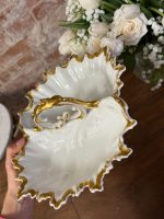 divdaļīgs porcelāna trauks, balts ar zelta detalizāciju (6243) - Image 8