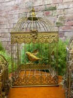 Decorative Metal Bird Cage, Gold Colour (2809) - Image 5