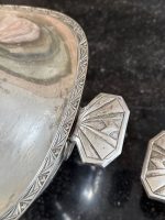 2gab art deco stila metāla terīnes sudraba krāsā, vidēji liela izmēra (7222) - Image 12