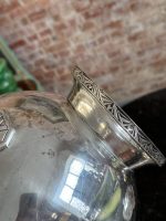 2gab art deco stila metāla terīnes sudraba krāsā, vidēji liela izmēra (7222) - Image 17