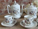 Antīka porcelāna tējas un kafijas servīze 5 personām ar pļavas ziedu dekoru (Antiquarian Porcelain Tea & Coffee Service for 5 Persons) (5605) - Image 4