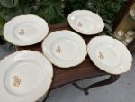 Porcelāna Zupas Šķīvji ar Zelta Krāsas Iniciāļiem un Maliņu (4221)