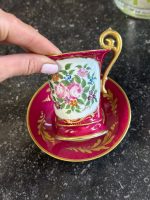 izsmalcināta porcelāna krūzīte un apakštasīte (6884) - Image 3