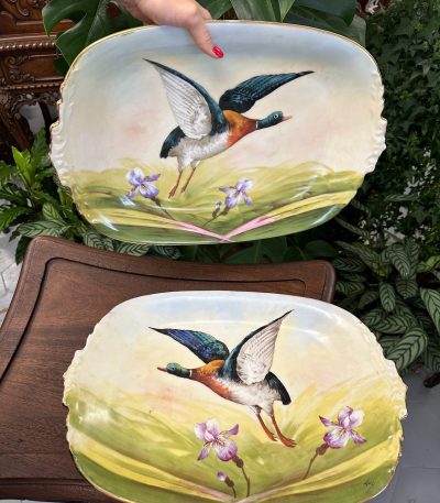 Lielas porcelāna šķīvji/paplātes ar putniem (4220)