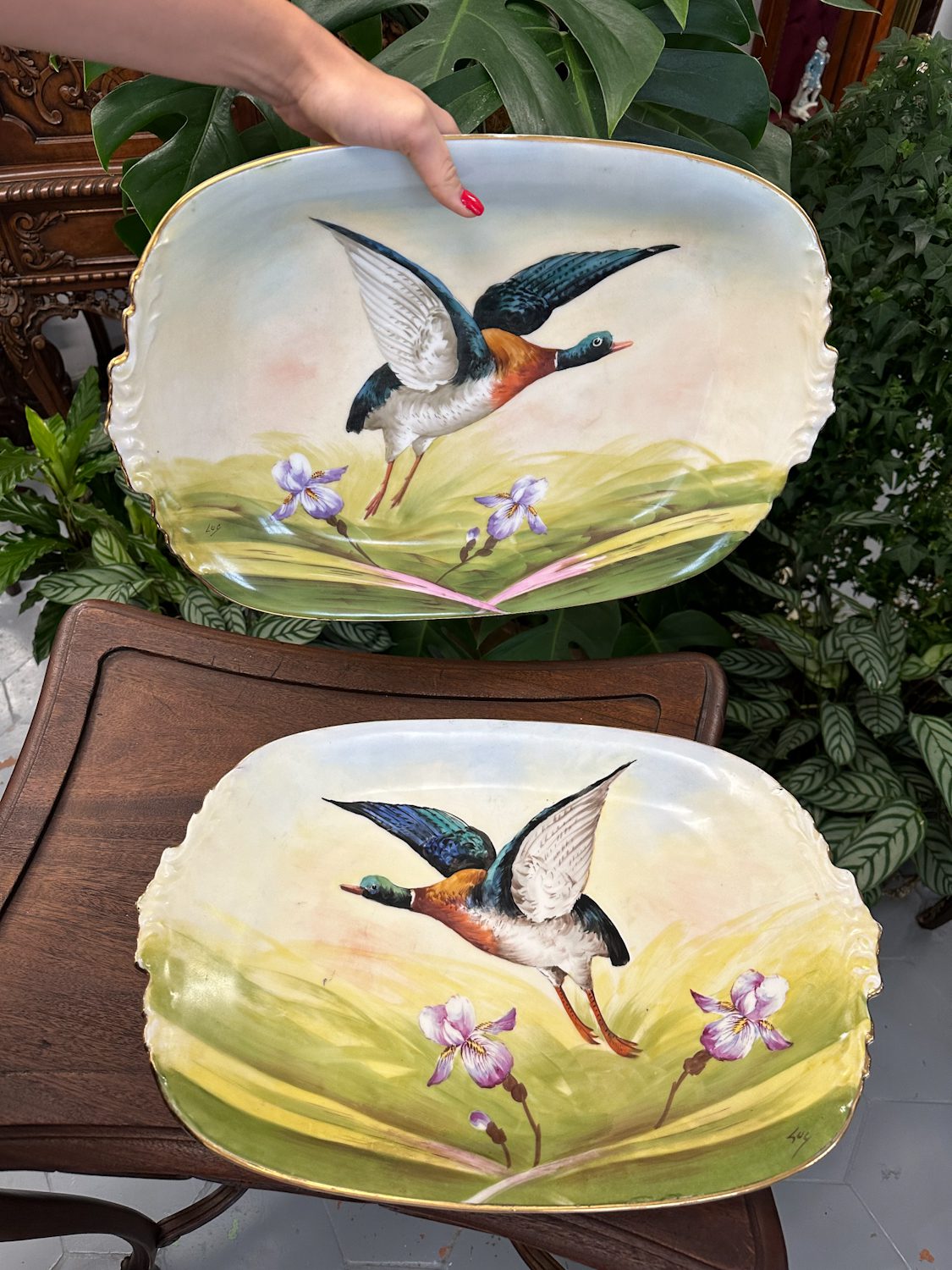 Liela Izmēra Porcelāna, Šķīvji/Paplātes ar Putniem (4220) - Image 1