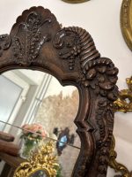 Carved Oak Wall Mirror – Baroque Style (Large Antique Carved Oak Wall Mirror in Baroque Style) (4597) - Image 4