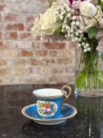 Antīka porcelāna krūzīte ar apakštasīti — Sevras stilā (Antique Blue Porcelain Cup and Saucer in Sèvres Style) (6883) - Image 2