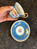 Antīka porcelāna krūzīte ar apakštasīti — Sevras stilā (Antique Blue Porcelain Cup and Saucer in Sèvres Style) (6883) - Image 6