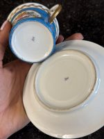 Antīka porcelāna krūzīte ar apakštasīti — Sevras stilā (Antique Blue Porcelain Cup and Saucer in Sèvres Style) (6883) - Image 9
