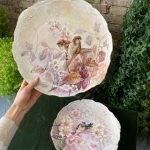 Skaisti, lieli Porcelāna "Limoge" šķīvji ar putnu gleznojumu (2643)