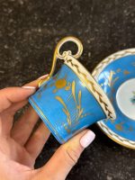 Antīka porcelāna krūzīte ar apakštasīti — Sevras stilā (Antique Blue Porcelain Cup and Saucer in Sèvres Style) (6883) - Image 7
