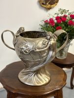 Antīks Jūgendstila šampanieša trauks ar sieviešu figūrām un nimfām (antique art nouveau pewter champagne cooler vase) (5288) - Image 2