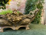 Bronzas Jardinière ar Femme-Fleur un Maskaroniem — Jūgendstils, Francija/Beļģija, ap 1895.–1910. (27230) - Image 4