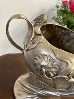 Antīks Jūgendstila šampanieša trauks ar sieviešu figūrām un nimfām (antique art nouveau pewter champagne cooler vase) (5288) - Image 10
