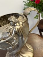 Antīks Jūgendstila šampanieša trauks ar sieviešu figūrām un nimfām (antique art nouveau pewter champagne cooler vase) (5288) - Image 8