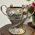 antique art nouveau pewter champagne cooler vase