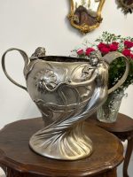 Antīks Jūgendstila šampanieša trauks ar sieviešu figūrām un nimfām (antique art nouveau pewter champagne cooler vase) (5288) - Image 3