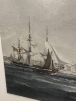Liela Izmēra Grafīra ar Liverpooles Ostu un Kuģiem, Skaistā Rāmī (4876) - Image 5