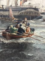 Liela Izmēra Grafīra ar Liverpooles Ostu un Kuģiem, Skaistā Rāmī (4876) - Image 2