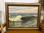 antique framed maritime sea waves oil painting rogge 1923