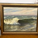 antique framed maritime sea waves oil painting rogge 1923