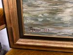 Dinamiska un Monumentāla 1923. Gada Jūras Ainavas Glezna Zelta Rāmī (antique framed maritime sea waves oil painting) — Marīnas un reālisma žanrā, (4881) - Image 2