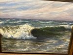 Dinamiska un Monumentāla 1923. Gada Jūras Ainavas Glezna Zelta Rāmī (antique framed maritime sea waves oil painting) — Marīnas un reālisma žanrā, (4881) - Image 4