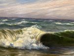 Dinamiska un Monumentāla 1923. Gada Jūras Ainavas Glezna Zelta Rāmī (antique framed maritime sea waves oil painting) — Marīnas un reālisma žanrā, (4881) - Image 7