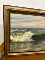 Dinamiska un Monumentāla 1923. Gada Jūras Ainavas Glezna Zelta Rāmī (antique framed maritime sea waves oil painting) — Marīnas un reālisma žanrā, (4881) - Image 5