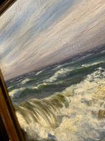 Dinamiska un Monumentāla 1923. Gada Jūras Ainavas Glezna Zelta Rāmī (antique framed maritime sea waves oil painting) — Marīnas un reālisma žanrā, (4881) - Image 9