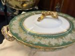 Small Tureen with Lid, Green, Gold, White Color (4390) - Image 2