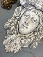 Maskaron med kvinnligt ansikte – Beaux-Arts / Nybarock, Frankrike, ca 1880–1910. Betonghuvud, väggfast figur, mycket tung, medelstor (4389) - Bild 4