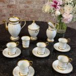 antique vieux paris porcelain service white with gold decor tea set