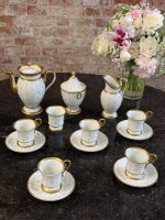 antique vieux paris porcelain service white with gold decor tea set
