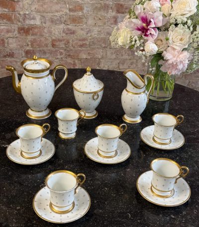 antique vieux paris porcelain service white with gold decor tea set