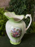 Antīka slavenā zīmola “Boch Frères” fajansa krūze — antique ceramic pitcher — Beļģija, ap 1900. gadu (2635) - Image 2