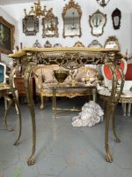 Antīka bronzas konsole ar oniksa virsmu — Luija XV rokoko stilā (Antique Bronze Console Table in Louis XV Rococo Style) (4857) - Image 2