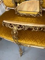 Bronzas Sienas Konsole ar Marmoru un Bronzas Spogulis — Komplekts, Louis XV Rococo, Francija/Beļģija, 19.gs. (4936) - Image 4