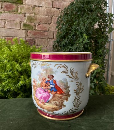 Vieux Paris porcelænskrukke med Fragonard-maleri, Frankrig