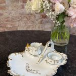 trīsdaļīgs porcelāna trauks ar zelta krāsas detalizāciju (6901)