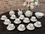 antique belgian porcelain tea set de fuisseaux baudour white gold