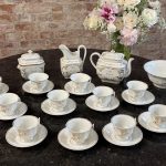 antique belgian porcelain tea set de fuisseaux baudour white gold