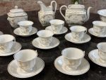 Antīka "De Fuisseaux Baudour" tējas/kafijas porcelāna servīze 11 personām (Antique Belgian Porcelain) (6907) krūzītes ar lielu tilpuma ietilpību (6907) - Image 2