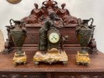 antique french mantel clock set bronze garniture vases marble